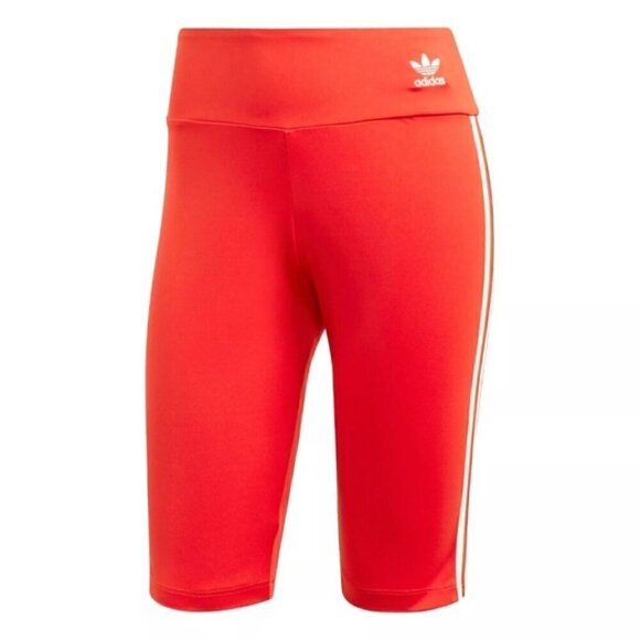NWT Adidas Women Originals Long 3-Stripes BIKER SHORTS Lush Red/White size XS - Picture 3 of 10